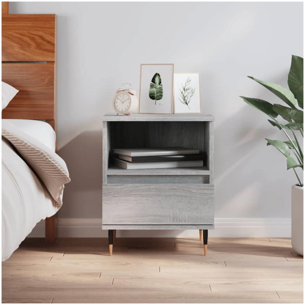 Comodino Grigio Sonoma 40x35x50 Cm In Legno Multistrato - Foto 1