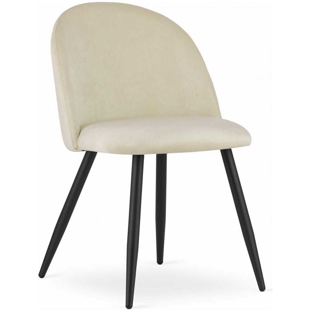 Sedia BELLO in velluto beige con gambe in metallo nero x2 - Foto 2