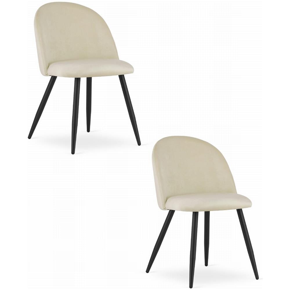 Sedia BELLO in velluto beige con gambe in metallo nero x2 - Foto 1