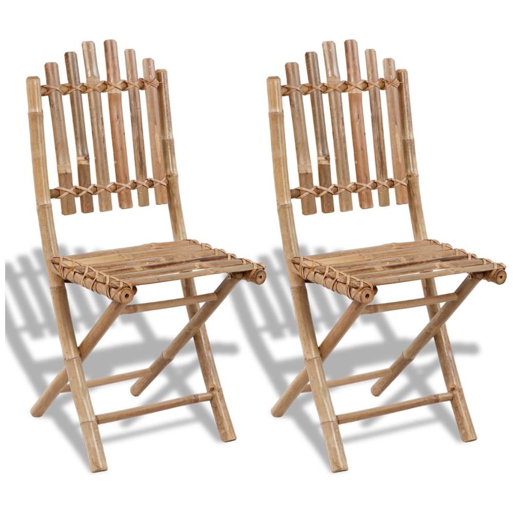 Sedie da Giardino Pieghevoli 2 pz in Bambù - Foto 1