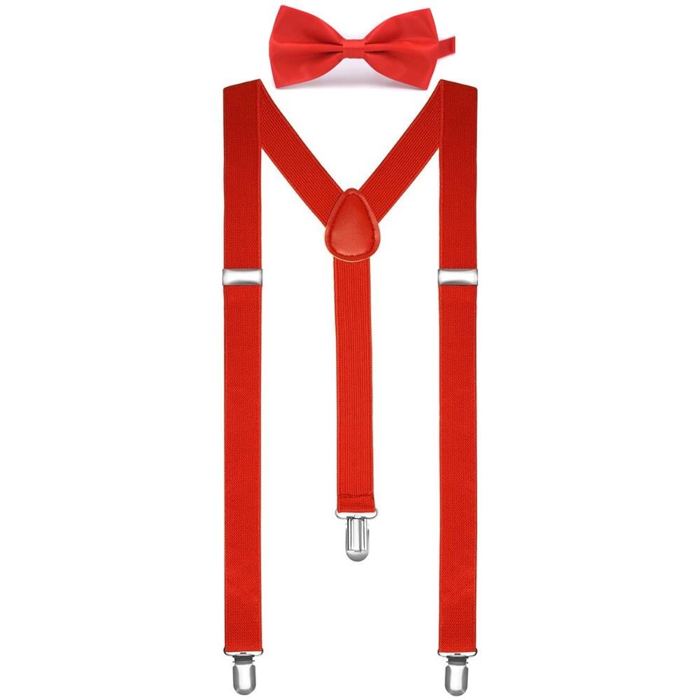 Tinta Unita Mens Bretella Bow Tie Set Clip Su Y Forma Bretelle Regolabili - Foto 1