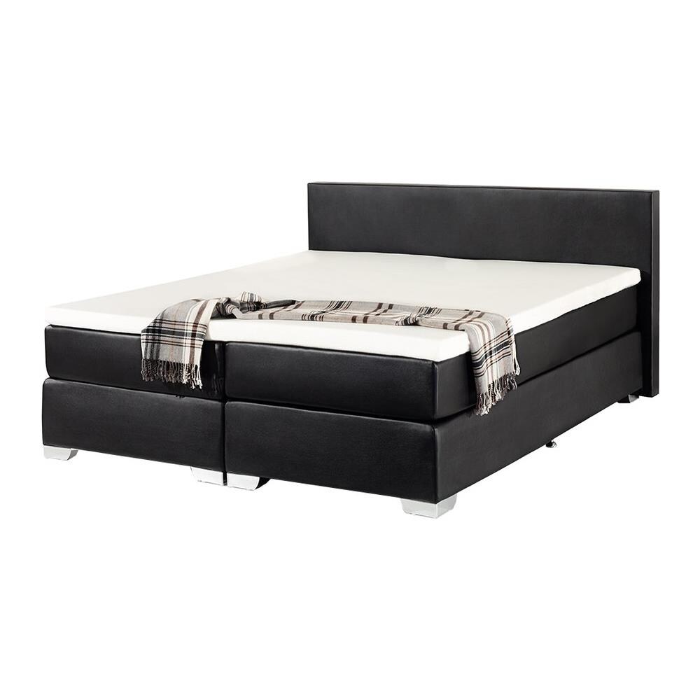 Letto Boxspring In Pelle Nera 160 X 200 Cm President - Foto 1