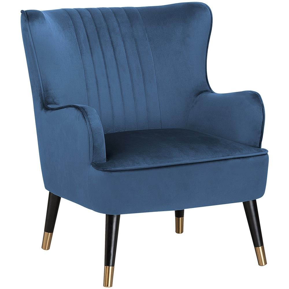 Sedia Wingback In Velluto Blu Varberg - Foto 1