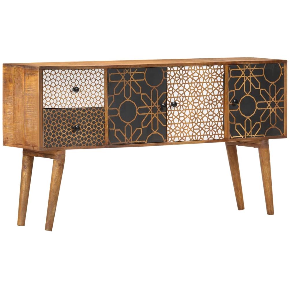 Credenza Con Motivo Stampato 130x30x70 Cm In Massello Di Mango - Foto 1