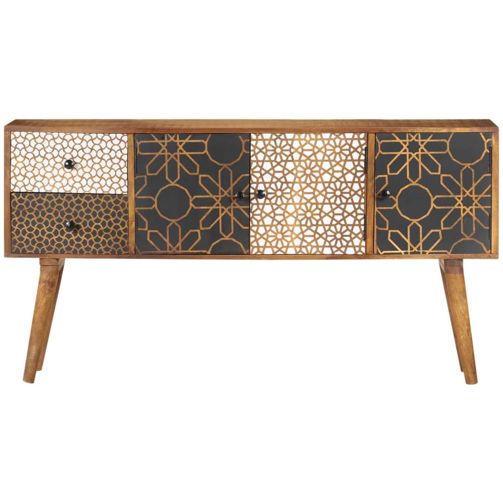 Credenza Con Motivo Stampato 130x30x70 Cm In Massello Di Mango - Foto 2