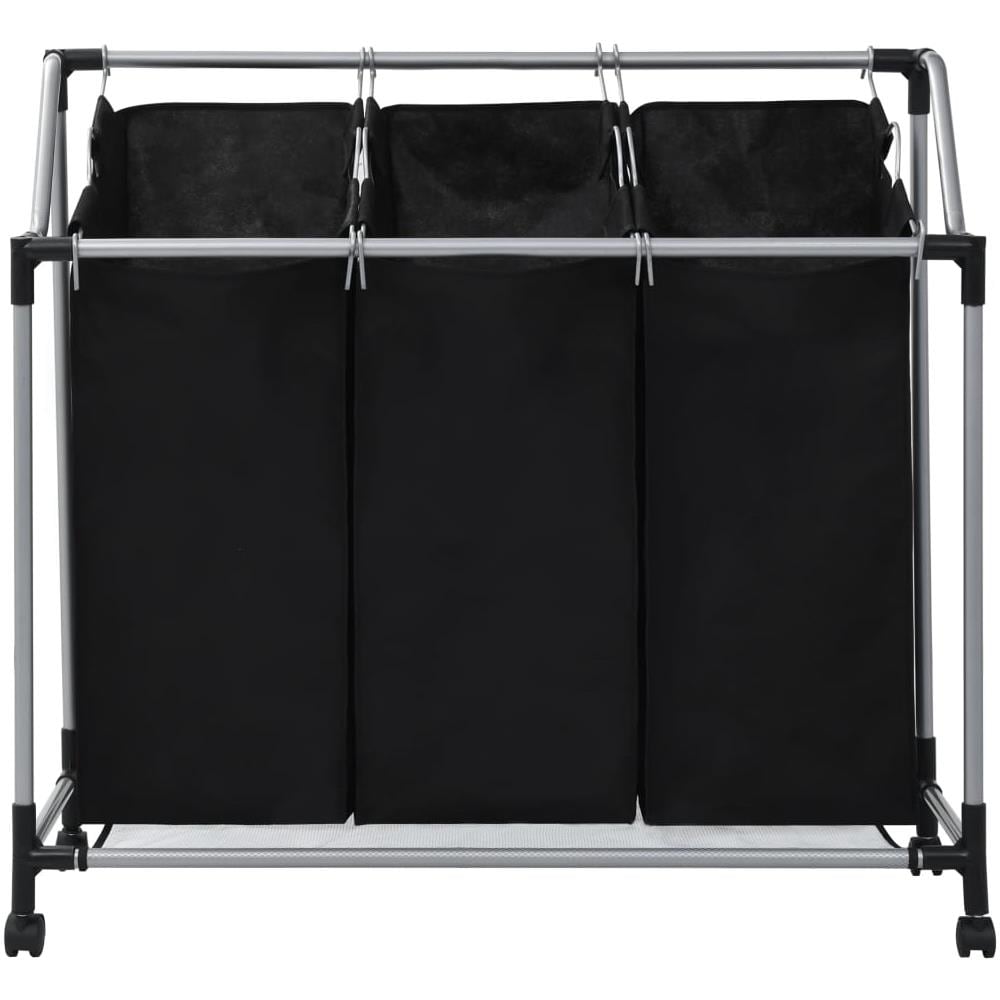 Portabiancheria Con 3 Sacchi In Acciaio Nero - Foto 2