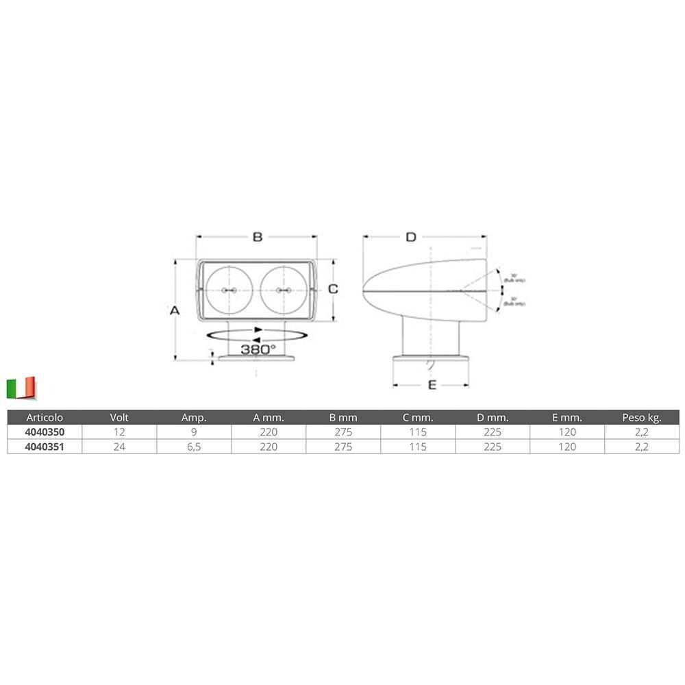 Doppio Proiettore Elettrico Comandato Proiettore 24v - Foto 2