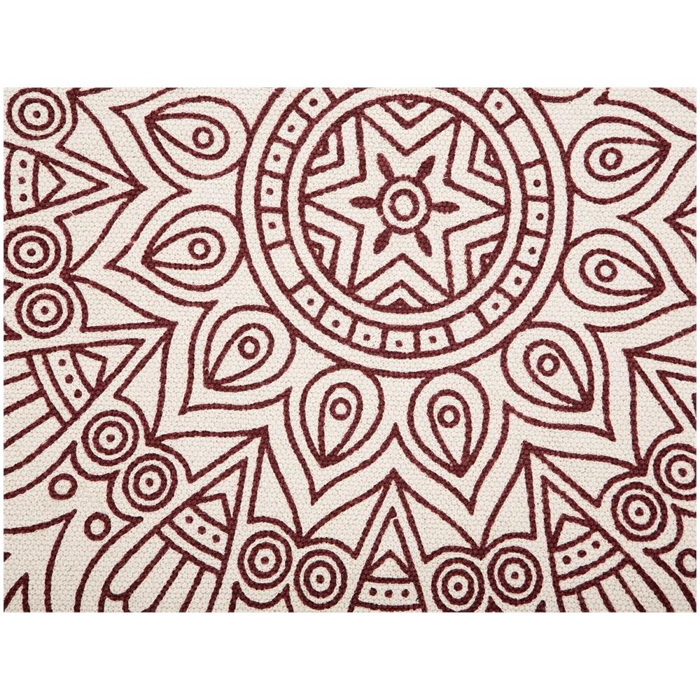 Tappeto Tondo In Cotone Rosso / crema Ø 120 Ayakli - Foto 2