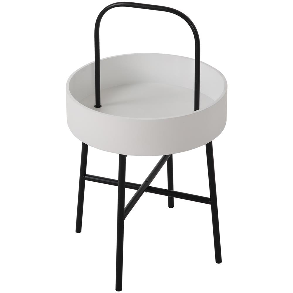 Tavolino Rotondo Jaipur Piano In Mdf E Nero Struttura In Metallo Di Colore Nero Opaco / Diametro: 40 Cm - Foto 1