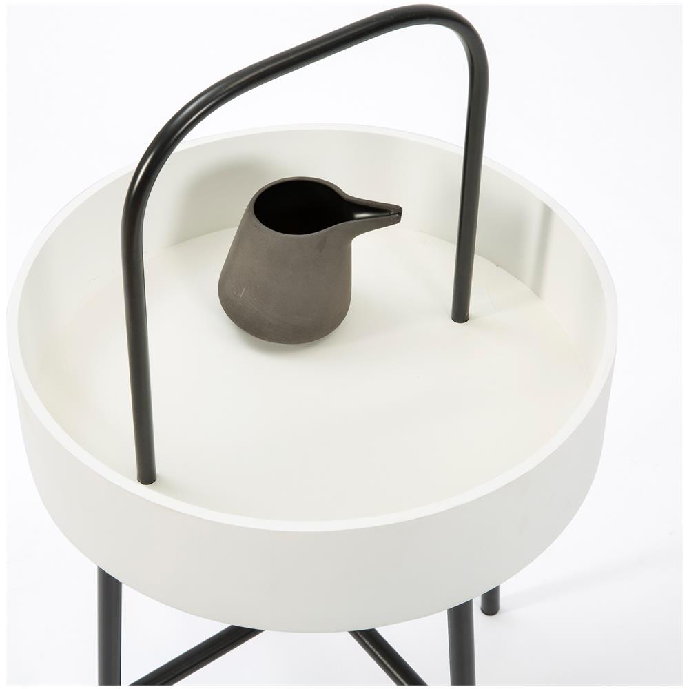 Tavolino Rotondo Jaipur Piano In Mdf E Nero Struttura In Metallo Di Colore Nero Opaco / Diametro: 40 Cm - Foto 2