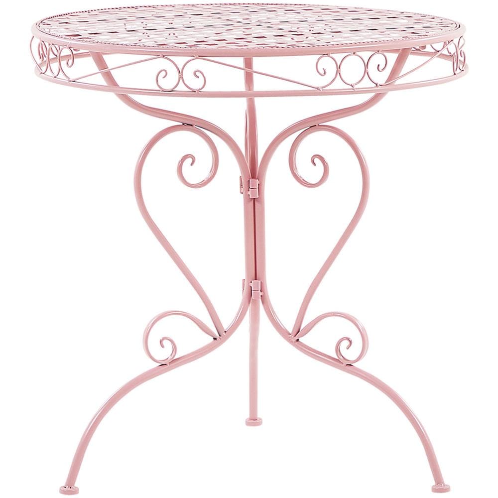 Tavolo Da Giardino In Metallo Rosa Rotondo 70 Cm Albinia - Foto 1