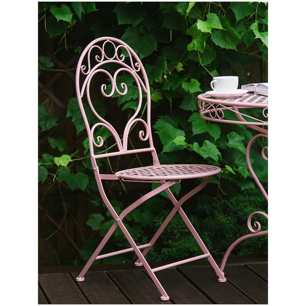 Tavolo Da Giardino In Metallo Rosa Rotondo 70 Cm Albinia - Foto 9