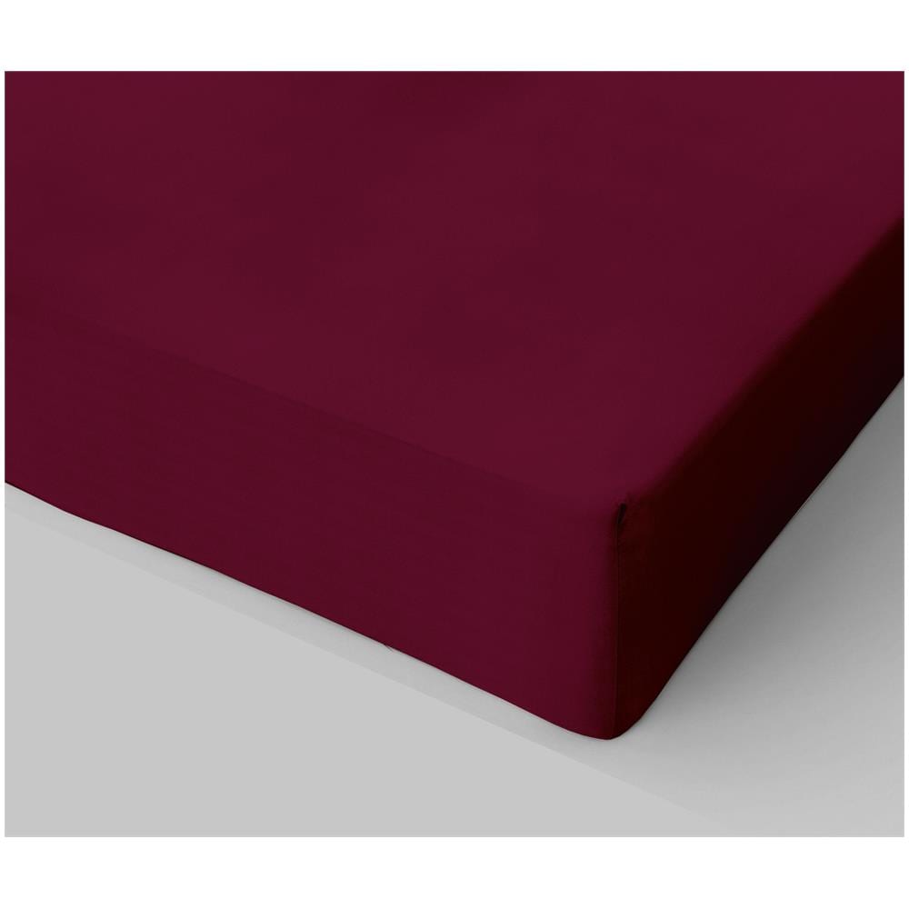 Lenzuolo Sotto Con Angoli In Cotone Con Elastico Made In Italy Francese 140x200 Cm - Bordeaux - Foto 1