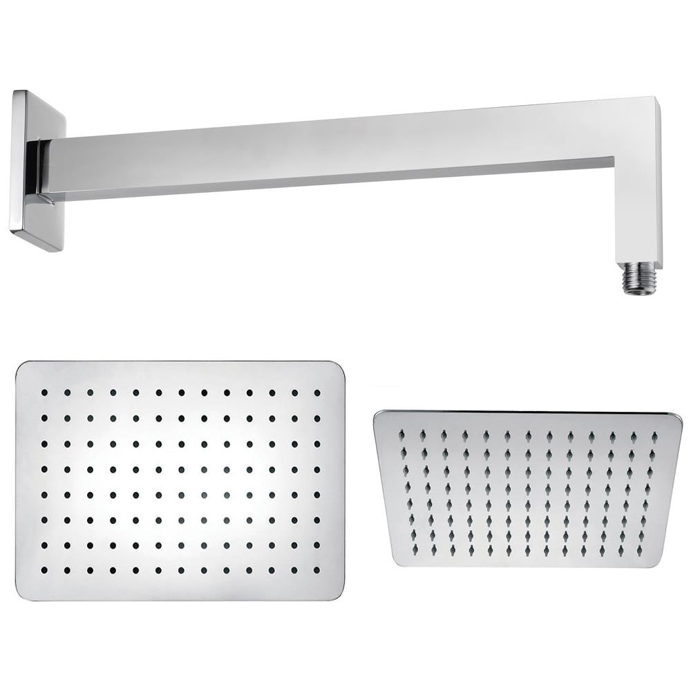Braccio Doccia Ottone Cromato + Soffione Doccia Rettangolare Acciaio Inox 200x300x2 Mm Spessore - Foto 1