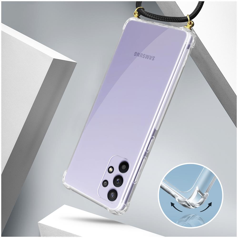 Cover Samsung Galaxy A32 5g Corda Nylon Intrecciato Tracolla Trasparente - Foto 5