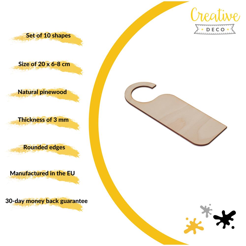 10 X Cartello Porta Appendiporta In Legno | 20 X 6-8 Cm | Appeso Alla Maniglia Betulla Compensato Fogli | Perfetto Per Vernice Decorazione E Decoupage - Foto 2