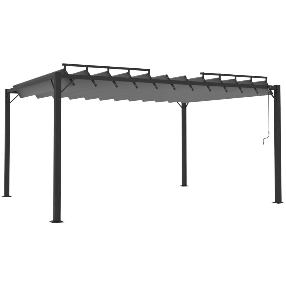 Gazebo con Tetto a Lamelle 3x4 m in Tessuto Antracite /Alluminio - Foto 2