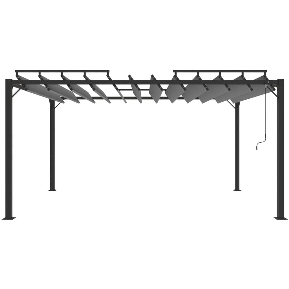 Gazebo con Tetto a Lamelle 3x4 m in Tessuto Antracite /Alluminio - Foto 3
