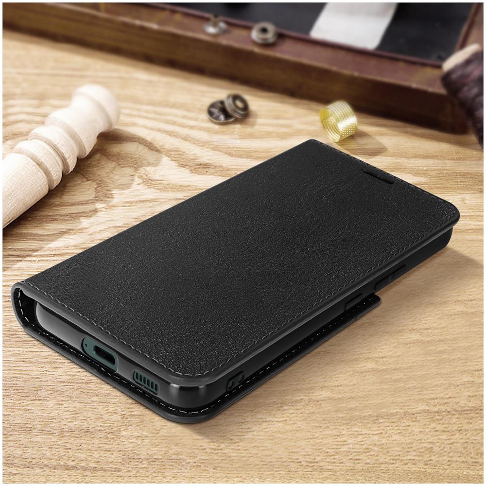 Custodia Per Galaxy S22 In Vera Pelle Con Portafoglio Nera - Foto 2