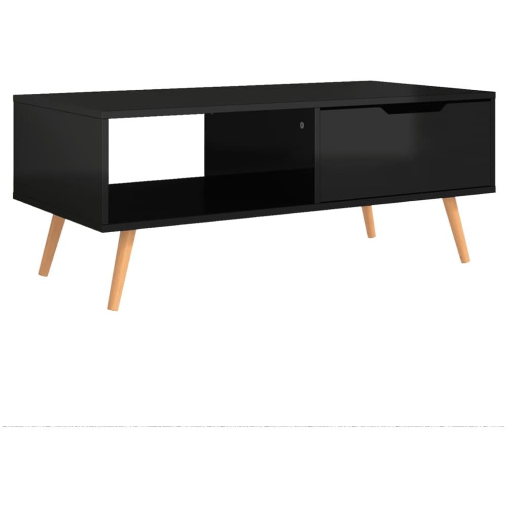 Tavolino Salotto Nero Lucido 100x49,5x43 cm Legno Multistrato - Foto 1