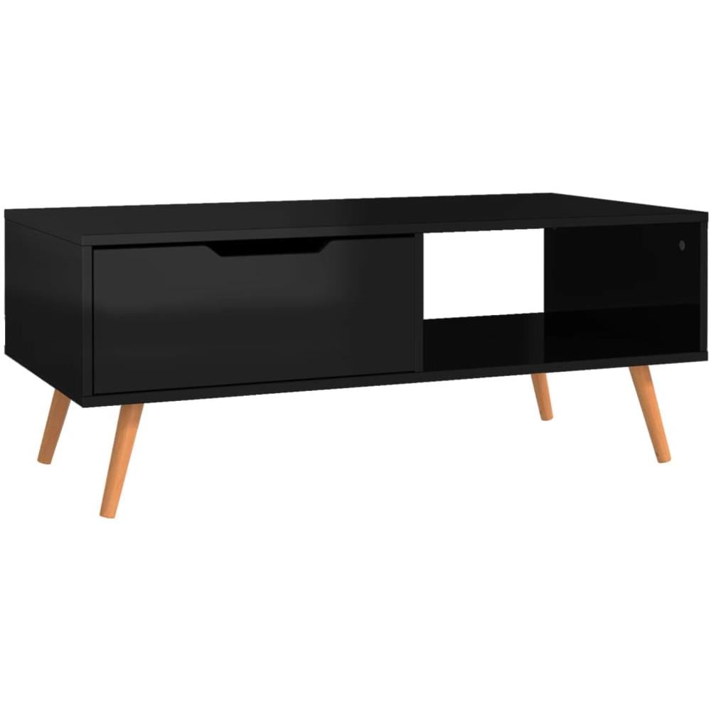 Tavolino Salotto Nero Lucido 100x49,5x43 cm Legno Multistrato - Foto 6