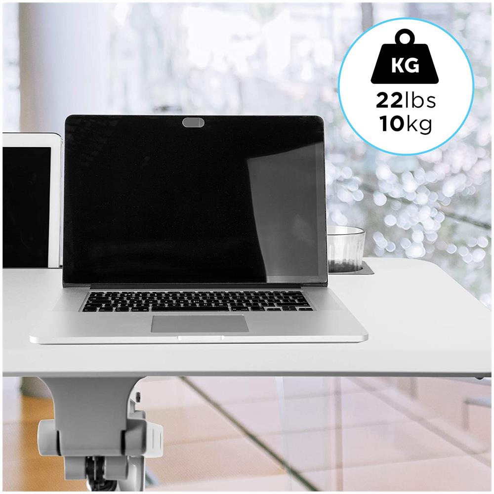 Wps57 Supporto Per Proiettore E Scrivania Ergonomica | Altezza Regolabile | Piattaforma 70x52 Cm | Capacità 10 Kg | Tavolo Multiuso Su Ruote | Portabicchieri E Supporto Per Tablet - Foto 2