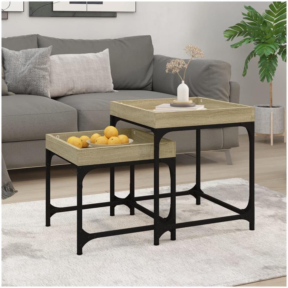 Tavolini 2 Pz Rovere Sonoma In Legno Multistrato - Foto 1