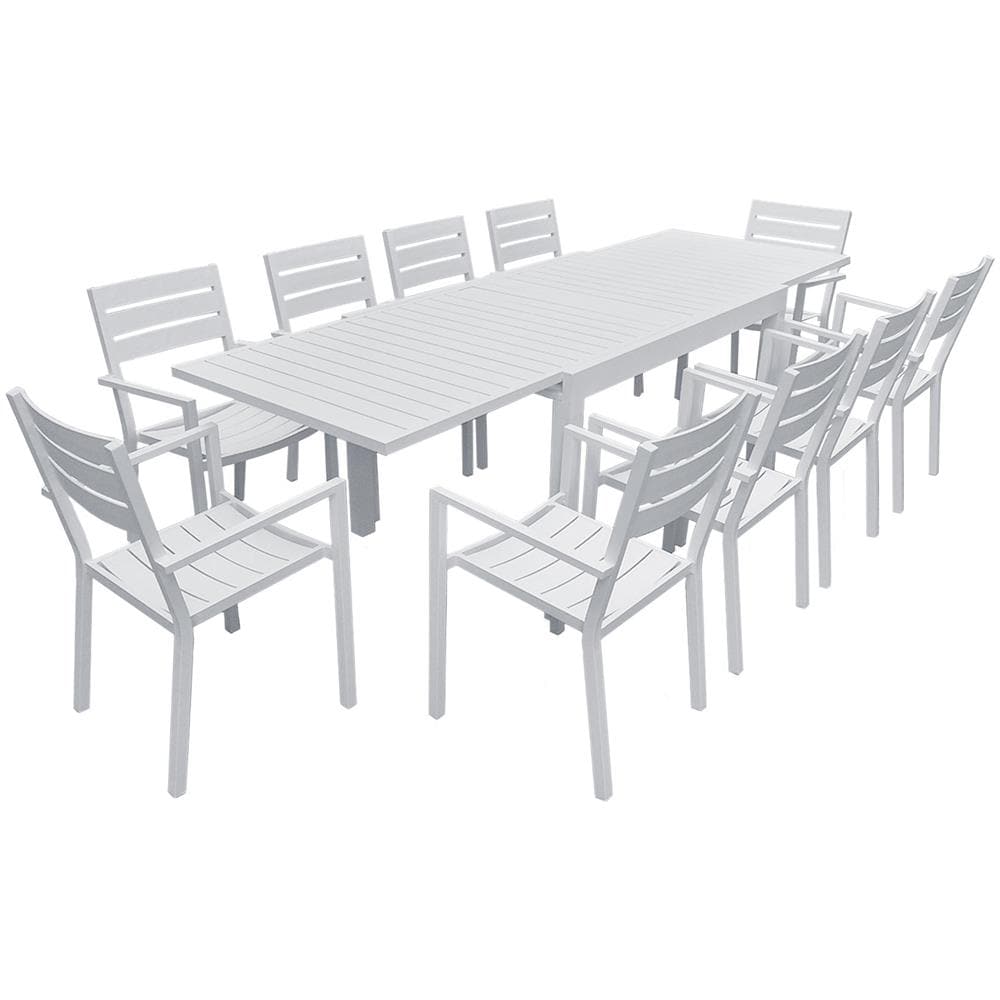 Set Di Mobili Da Giardino Allungabili Venezia 132/264 In Alluminio Bianco - 10 Posti A Sedere - Foto 1