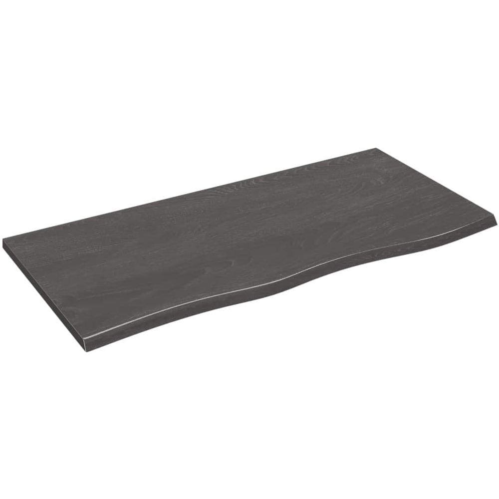 Ripiano Muro Marrone Scuro 100x50x2 cm Massello Rovere Trattato - Foto 1