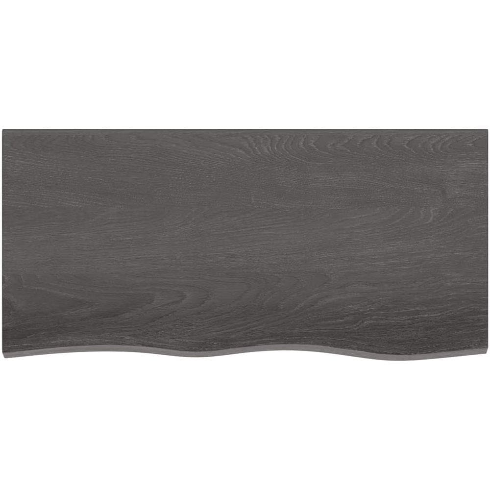Ripiano Muro Marrone Scuro 100x50x2 cm Massello Rovere Trattato - Foto 2