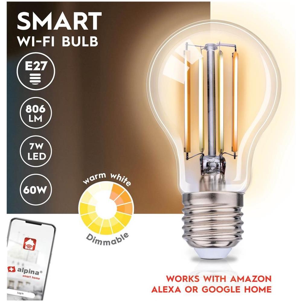 3xSmart Home Lampadina LED E27 Luce Bianca Calda Controllo App Alexa e Google 7W - Foto 2