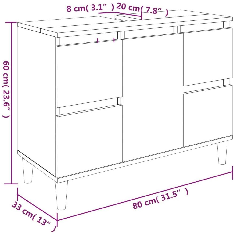 Set Mobili da Bagno 3 pz Bianco in Legno Multistrato - Foto 9