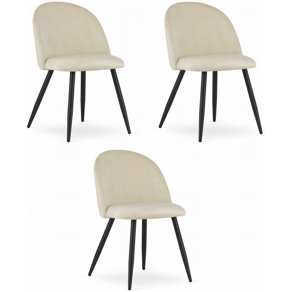 Sedia BELLO in velluto beige con gambe nere x3 - Foto 1