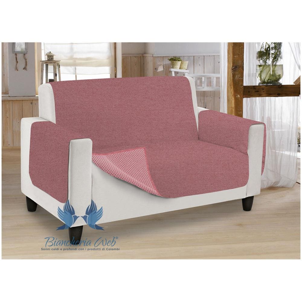 Copridivano Antiscivolo In Tinta Unita Modello O.B. 2 Posti Bordeaux - Foto 2