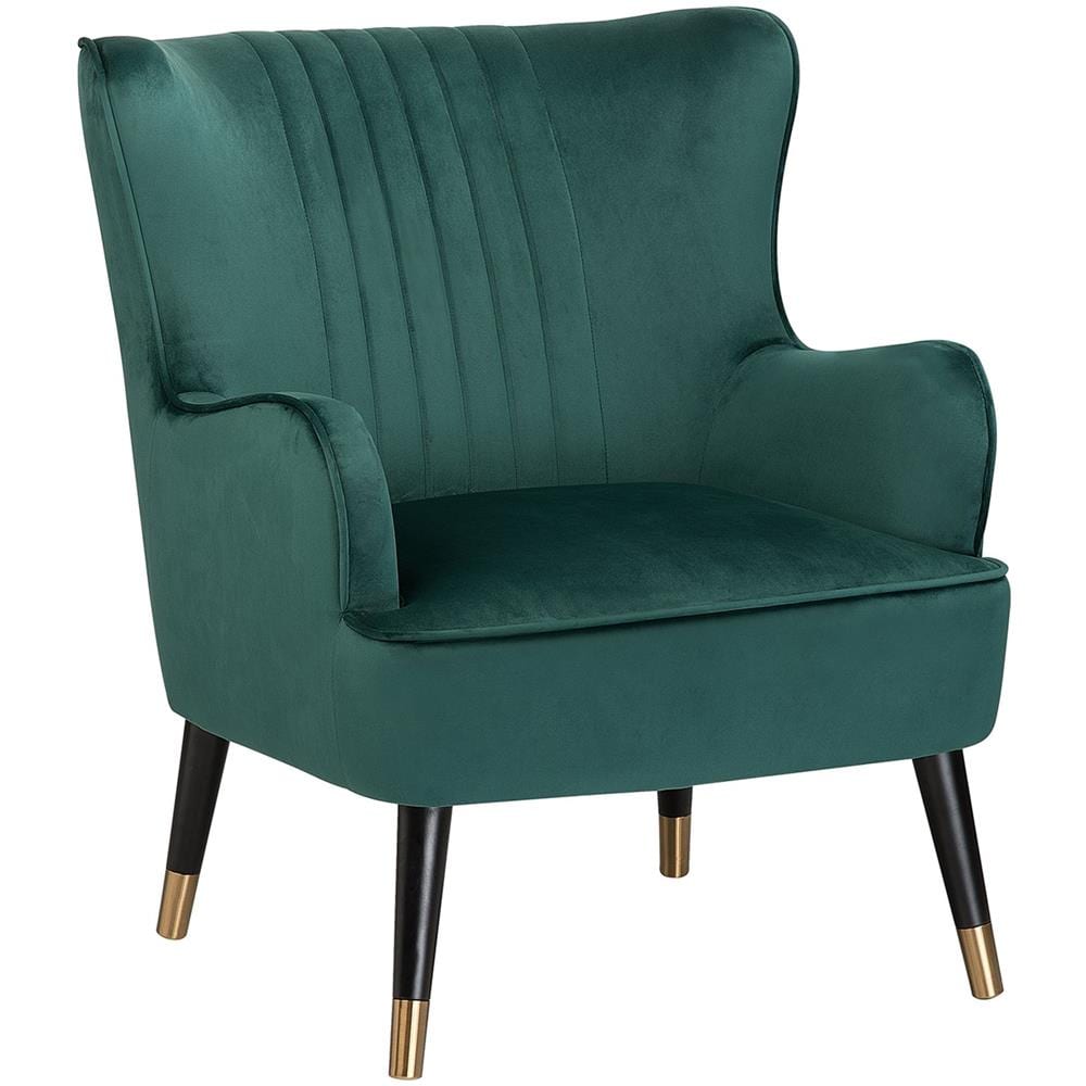 Sedia Wingback In Velluto Verde Smeraldo Varberg - Foto 1