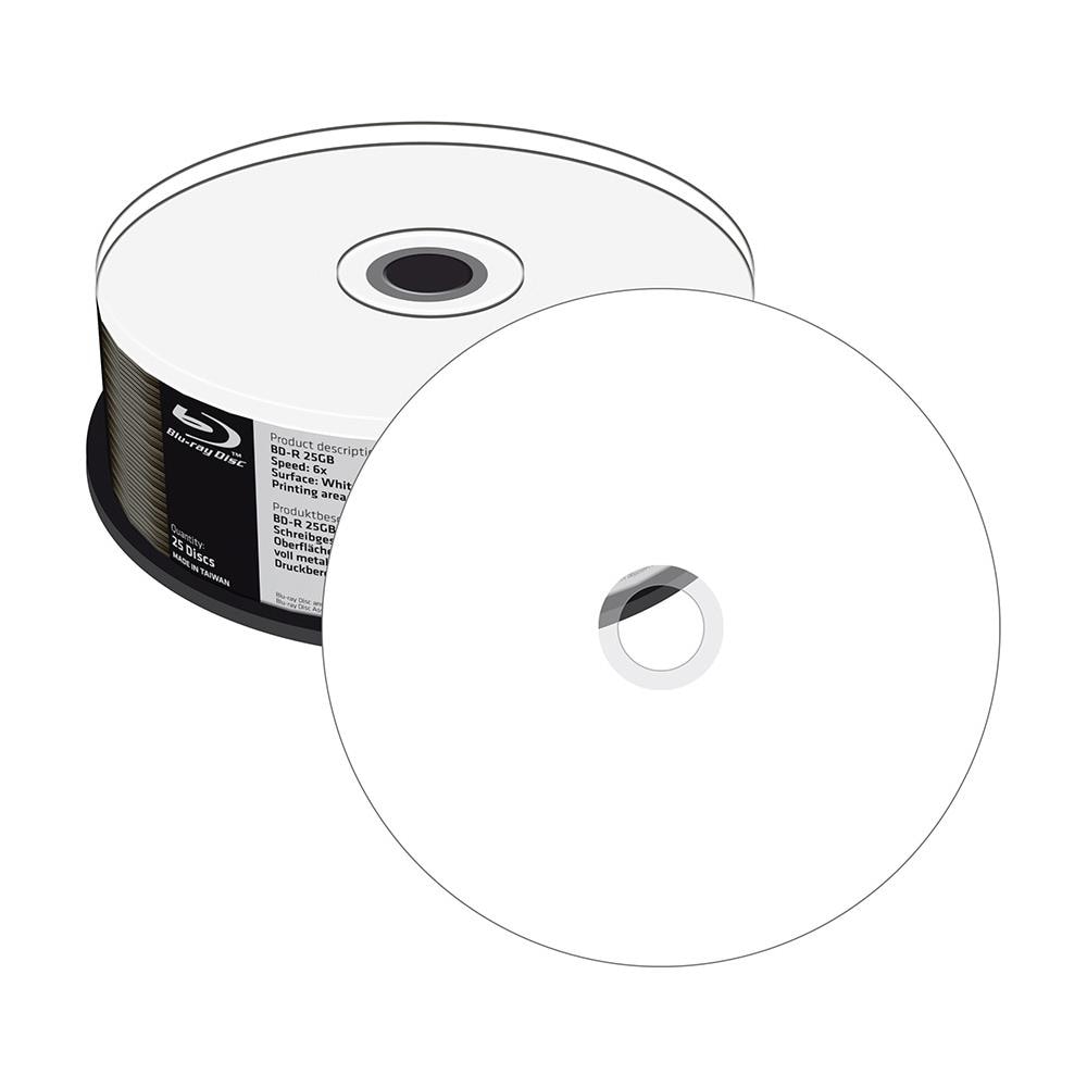 Bd-r 25gb 6x Speed, Inkjet Fullsurface Printable, Wide Sputtered, Stampabili, In Confezione Cake Da 25 Pezzi - Mr512 - Foto 2