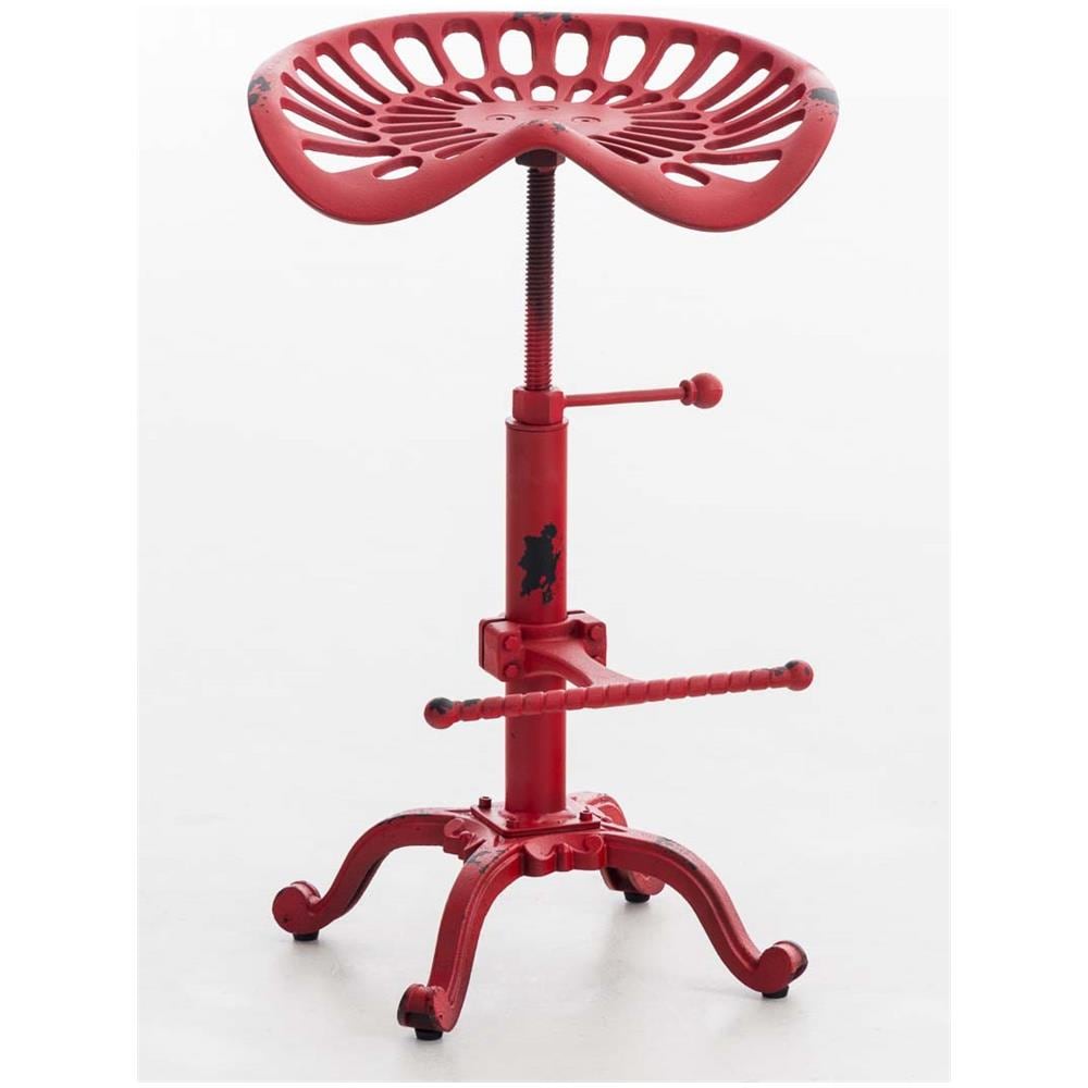 Sgabello Bar Butch in Ghisa Design Industrial I Sgabello Bancone in Metallo con Poggiapiedi E Seduta Regolabili I Sedia Sgabello Urban Rosso - Foto 2