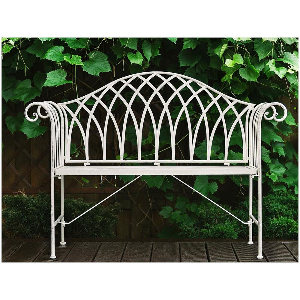 Panchina Da Giardino In Metallo Bianco 130 Cm Milazzo - Foto 2
