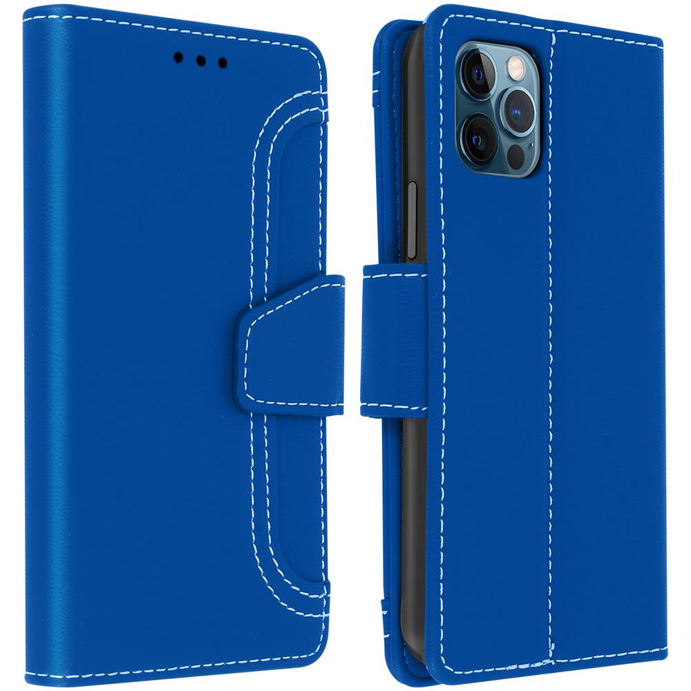 Custodia Iphone 12 / 12 Pro A Portafoglio Funzione Supporto - Azzurro - Foto 1