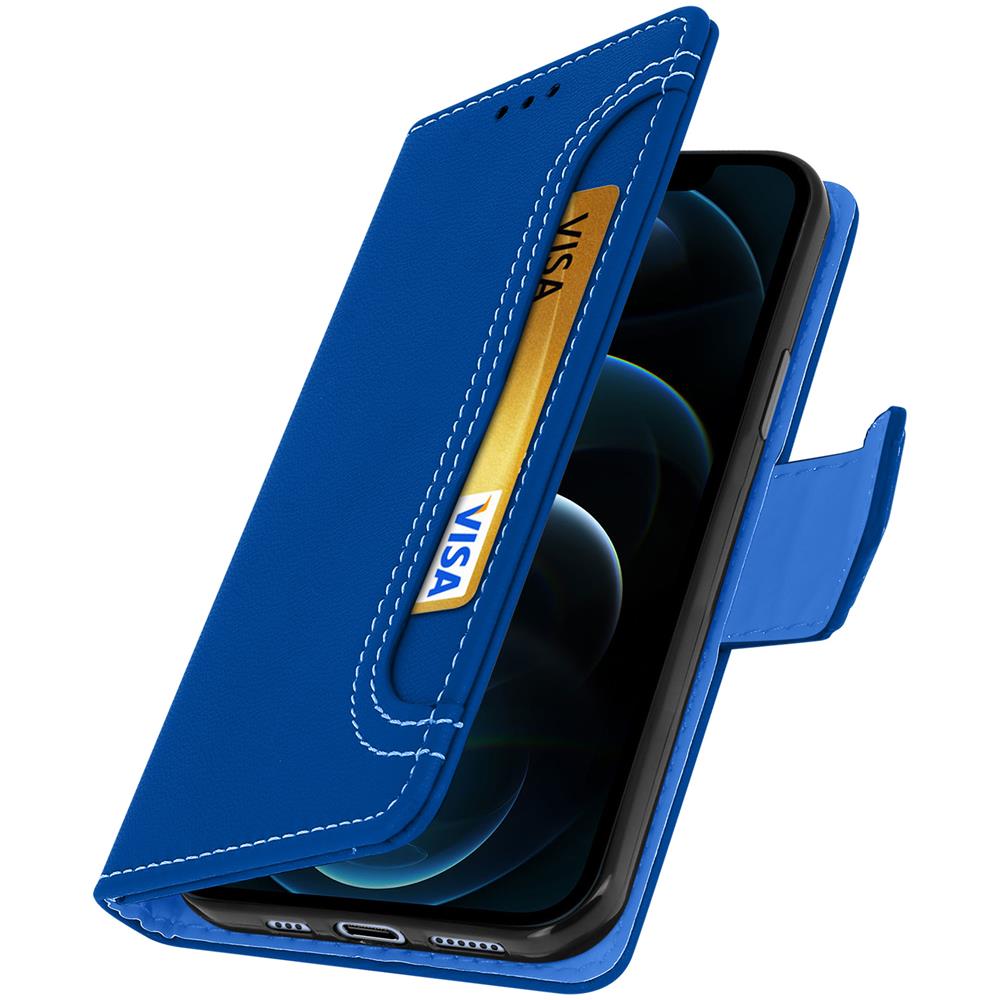 Custodia Iphone 12 / 12 Pro A Portafoglio Funzione Supporto - Azzurro - Foto 2