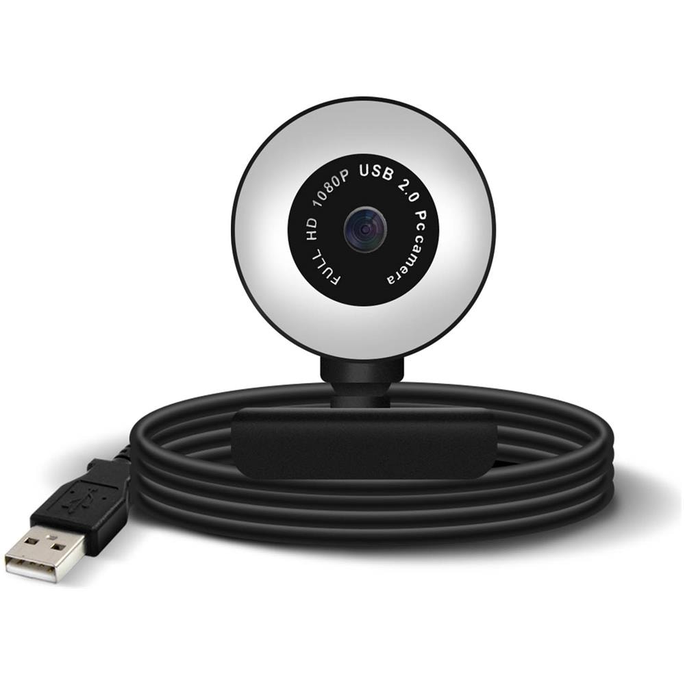 Webcam Usb 1080p Full Hd Ring Light Microfono Antirumore Plug And Play Nera - Foto 2