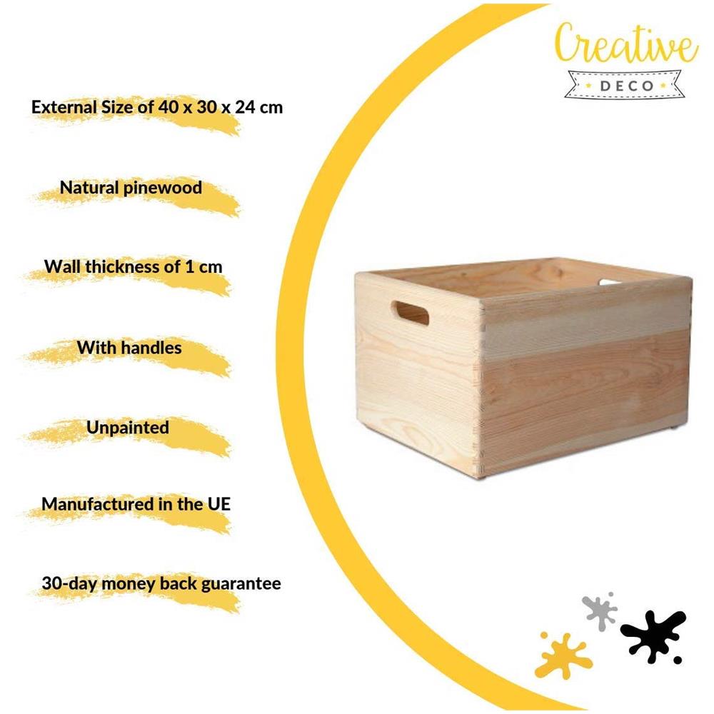 Xxl Grande Scatola In Legno | 40 X 30 X 24 Cm (+ / - 1 Cm) | Scatole Con Maniglie Cassetta Conteniore Portaoggetti Portagiochi | Ideale Per Decoupage Documenti E Attrezzi - Foto 5