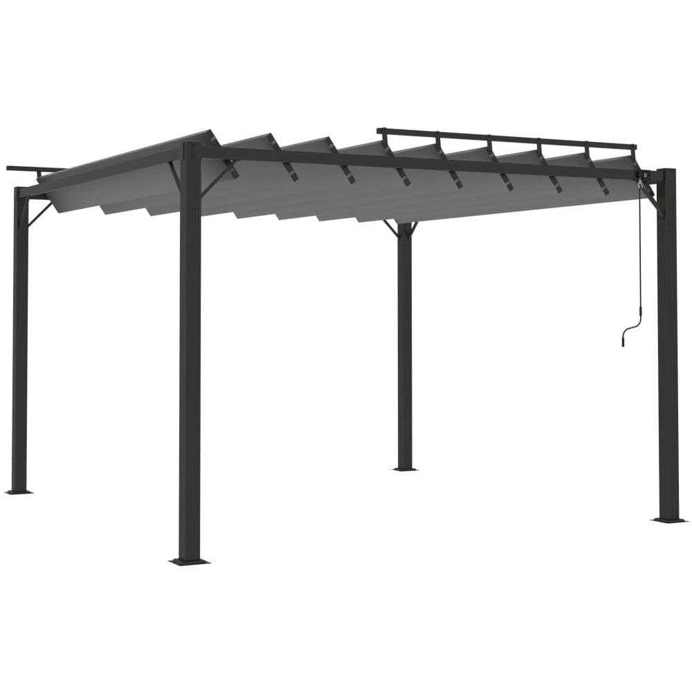 Gazebo con Tetto a Lamelle 3x3 m in Tessuto Antracite /Alluminio - Foto 2