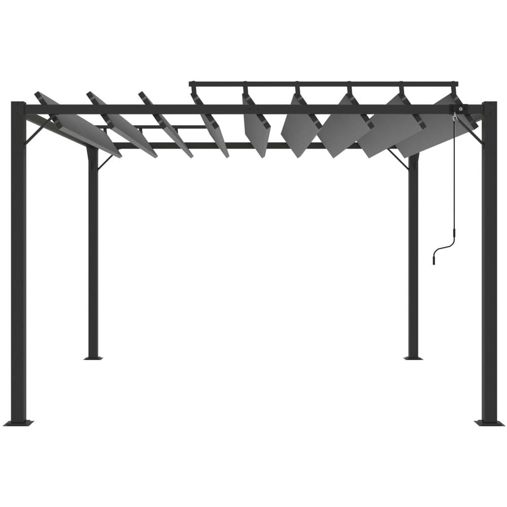 Gazebo con Tetto a Lamelle 3x3 m in Tessuto Antracite /Alluminio - Foto 3