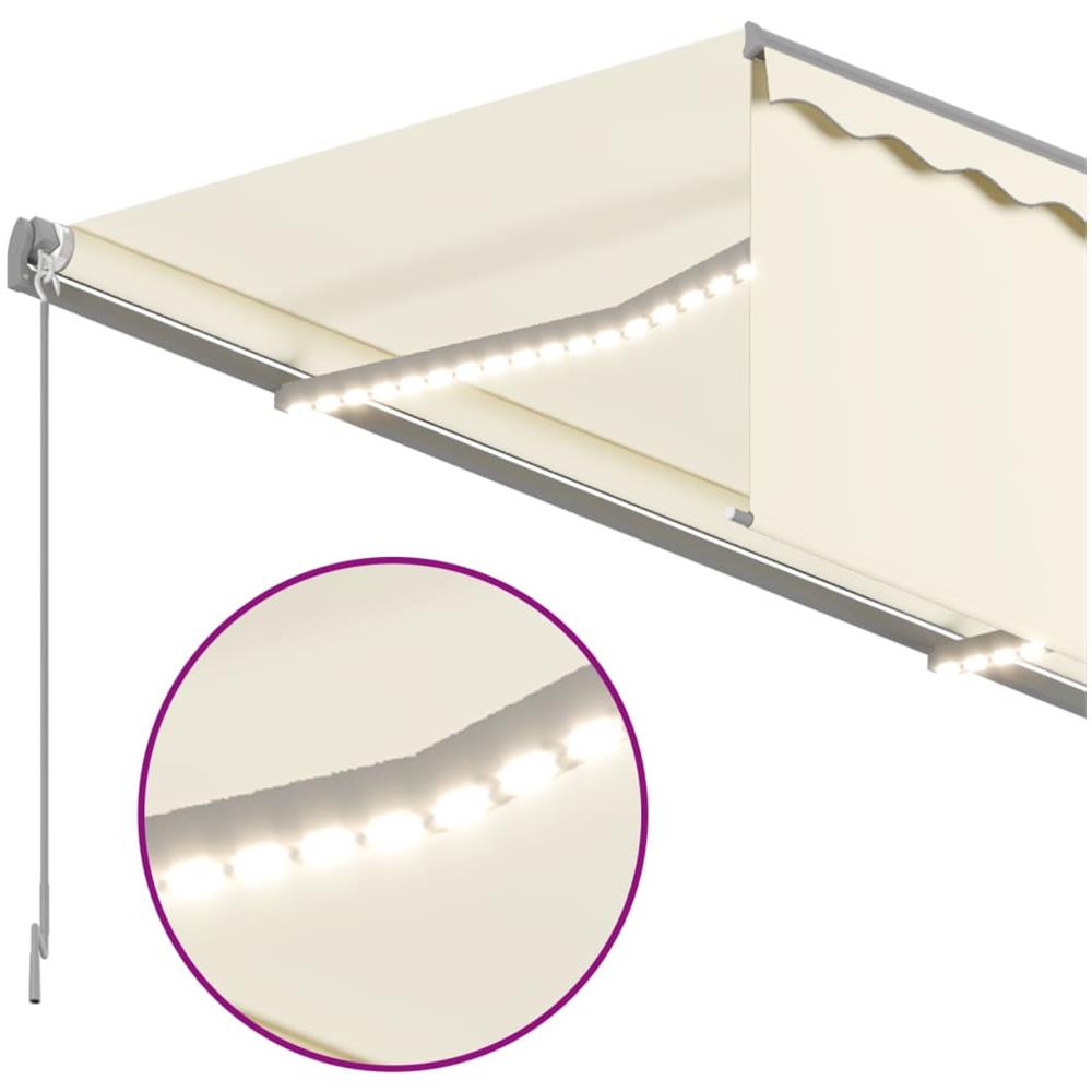 Tenda da Sole Retrattile Manuale con LED 3x2,5 m Crema - Foto 6
