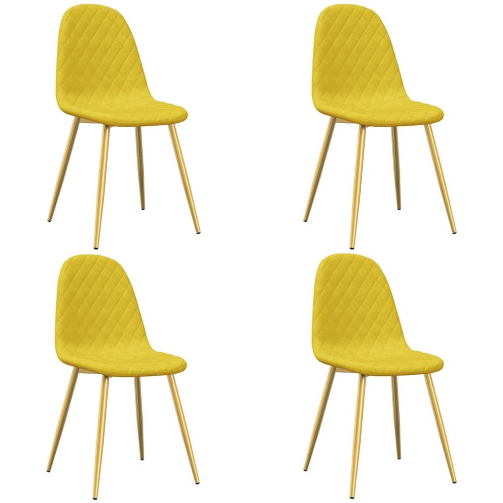 Sedie da Pranzo 4 pz Giallo Senape in Velluto - Foto 1
