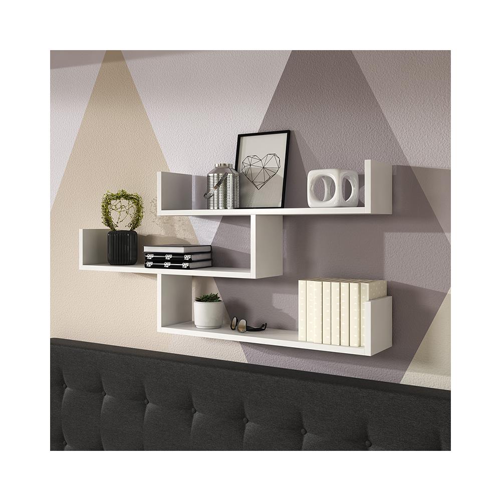 Kassi - Mensole A Partete / Scaffale Murale / Ripiani A 3 Livelli / Pannello Sospeso / Mensole A Muro (bianco)  - Foto 2