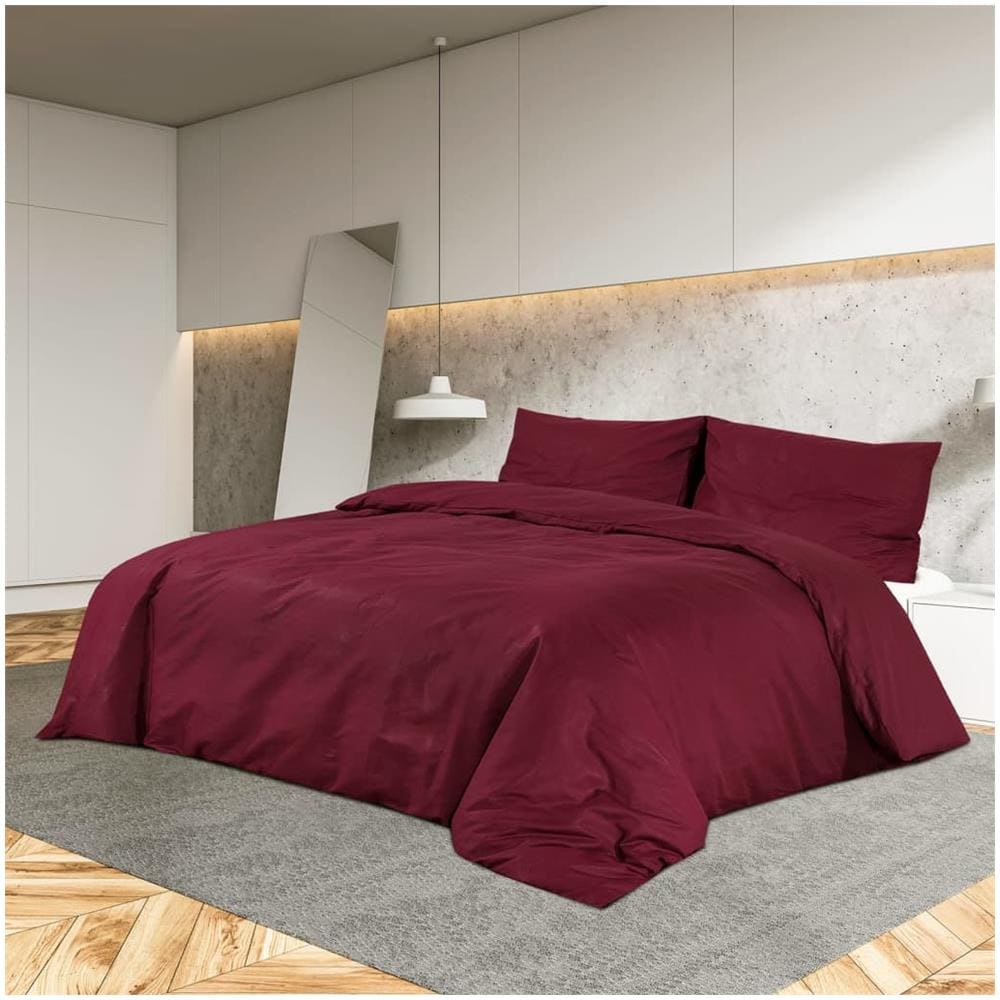 Set Copripiumino Bordeaux 220x240 Cm In Microfibra Leggera - Foto 1