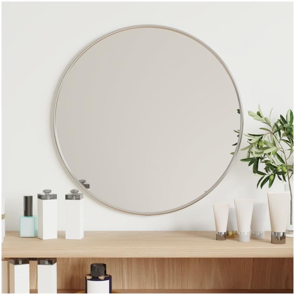 Specchio Da Parete Argento 40 Cm Rotondo - Foto 1