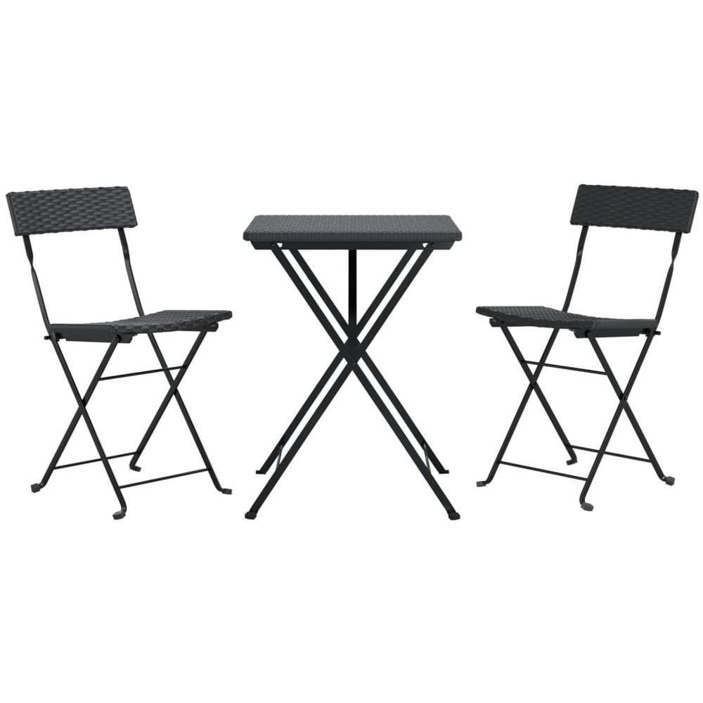 Set Pieghevole Da Bistrò 3 Pz Nero In Polyrattan - Foto 3